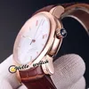 Designer relógios San Marco Classiclo Rose Gold Case 8156-111-2 / 91 Automatic Mens Watch Data Stud White Dial Marrom Strap 6Color