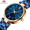MINI FOCU Watches Waterproof Blue Stainless Steel Brand Luxury Fashion Ladies Quartz Watch Relogio Feminino Montre Femme 210616