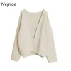 Women Cardigan Sweater Solid Open Stitch Long Sleeve Loose Casual Coats Vintage Knitted Female Knitwear Tops 1F262 210422