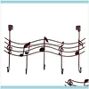 Rails Storage Housekeeping Organization Home GardenWavy Musical Notes 5 Hooks Wall Mounted Coat Rack Clother Door Hanger Elegant8399704