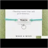 Sier Tone Sign Teach Charm Bracelets & Bangles Women Girls Wristband Adjustable Friendship Statement Jewelry With Card A38