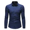 Men's Casual Shirts European And American Simple Solid Color Long-sleeved Denim Shirt Classic Office Business Suit