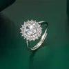 Klusterringar Ovala formring 925 Silver Smycken Tillbehör med Zircon Gemstones Open Finger for Women Wedding Promise Party Wholesale