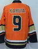 Mighty Ducks 9 Paul Kariya Jersey Ice Hockey Sport Anaheim Ducks Stadium Series 1993 Film Green Mighty Red Black White Orange Black