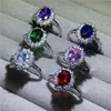 Princess Ring Engagement Real 925 Sterling Silver Birthstone AAAA CZ Royal Wedding Band Rings for Women Brud Accessories3583889