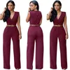 Mulheres jumpsuits verão v neck perna larga macacão cintura alta calça casual calça senhoras esportes calças soltas moda lx