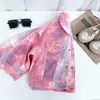 Fashion Kids Tie Dye Jeans Jacket Clothing for Girls Colors Ins Boutique Coat Toddler Fall Winter Pocket Outfit Clothes 210529