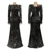 Robes décontractées Automne Longue Femmes Fête Sexy Paillettes Slash Cou Plume Élégante Femme Dîner Robe Robe Africaine Maxi Vestiods