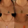 Cosplay Wisiorek Naszyjniki Emalia Bat Dynia Duch Hat Alloy Chokers Double Łańcuchy Europa Złota Naszyjnik Biżuteria Dla Kobiet Halloween Party Prezent