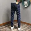 Ly Fashion Streetwear Uomo Jeans Vintage Blu Scuro Loose Fit Pantaloni Cargo Casual in Denim Pantaloni Hip Hop Stile Giapponese HVWZ