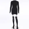 Casual Dresses Women's 2021 Fall Sexy Solid Color Long Sleeve High Neck Slim Hip Hook Socks For White Women Party