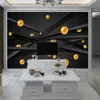 Luxus 3D lebende Tapete Wandpapiere Black Line Golden Klassische Muster Innenaufnahme Wohnkultur Malerei Modern Wandbild Tapete