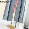 Korobov New Arrival Hit Color Patchwork Jeans Korean Streetwear High Waist Harajuku Pants Chic Denim Women Trousers 210430
