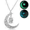 Cartoon Luminous Owl Necklace Moon Glowing In The Dark Moon Animal pendant Necklaces Fashion Jewlery for Women Kid Gift Will and Sandy