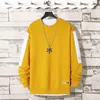 Camisola de Crewneck Oversized Men Primavera Sólida Hip Hop Japonês Streetwear Pullovers Amarelo Hoodie Homens Moda Masculino 211116