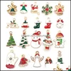 Charms Sieraden Bevindingen Componenten Mix 50 Stks Kerst Hangers voor Armband Earring Alloy Oil Drip Santa Snowman Bells DIY Aessoires Feit