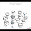 Bijoux de mode Bague en argent antique Knuckle Crown Heart Elephant Turtle Stacking Midi 13Pcsset S291 Jusdz Band Isw0Y