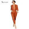 Streetwear Safari Rompers Women Casual Zipper Jumpsuit Long Pants Loose Cargo Pant Playisuit Plus Size Women Working Outfits 210709