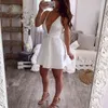 Summer Women White Sundress Spaghetti Pasek Sexy Backless Mini Dress 210415