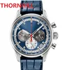 Luxury designer classic leather strap quartz watch size 40mm sapphire glass waterproof Fashion Casual clock Man Multi Functional Stopwatch Men Watches
