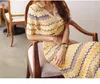 Top in maglia da donna estivi alla moda + maglione a righe bohémien in due pezzi e set di gonne lunghe 210520