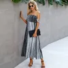 Tie Dye Drukuj Sexy Bez Ramiączek Damska Dress Lato Moda Wzburzyć Pasek Na Ramię Bez Rękawów Slim Bohemia Beach Maxi Sundress 210522