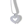 Alla hjärtans dag gåva 41 + 10cm Box Chain Micro Pave Baguette CZ Heart Shaped Pendant Iced Out Bling Smycken Halsband för Kvinnor Kedjor