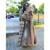 Fourrure pour femme Faux FURSARCAR luxueux manteau d'hiver femme véritable veste de chien de raton laveur naturel avec capuche 130 cm x-long grande taille 2022