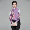 Kadın Bluzlar Gömlek Tasarımcı Pist Gömlek Bayan Tops Ve Uzun Kollu Zarif Ofis Bayan Baskılı Vintage Bluz Blusa Feminina