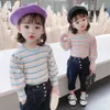 Flickor T-shirt Rainbow Störde T-shirt för Girl Pull Sleeve Toddler Top Kids Spring Autumn Children's Clothes 210412