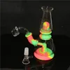 Silicone Bongs Percolators water pipes shisha hookah percolator tube With Glass Bowl Mini Bong dab rigs dabber tool