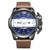 Oulm Design Big Watch Sport Mężczyźni Fajne Przycisk Auto Data Skórzany Pasek Męski Zegarek Kwarcowy Luksusowy Mężczyzna Wojskowe Zegarki Zegarek