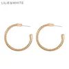 LILIE&WHITE Gold Tone Twisted Hoop Earrings For Women Wedding Party Vintage Metal Christmas Gift HK & Huggie