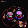 Renkli flaş led ışık iplik üst lazer müzik oyuncaklar jiroskop taklit ahşap gyro çocuğun aydınlık erkek kız eğlenceli