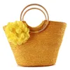 Evening Bags Casual Flower Rattan Large Capacity Tote Round Handle Wicker Woven Women Handbags Summer Beach Big Straw Bali Travel 213k