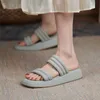 Meotina pantoufles chaussures femmes plate-forme plate diapositives bout carré dames chaussures été abricot bleu 33-40 chaussures de mode 210608