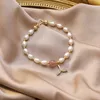 Japan Korea Style Simple Sweet Round Bead Imitation Pearl Fish Tail Pendant Armband For Women Fashion Jewelry Accessories Link Chain
