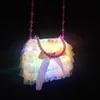 Miúdos Saco de Incandescência Led Light Up Bandbag Brinquedos Lace Clear Plastic Brustbag com faixa de aniversário de festa de faixa frisada