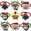 Hundkläder 50/100 st jul husdjurstillbehör Santa Claus hjortkrage för hundar justerbar bowtie slips xmas