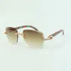 2022 exquisite bouquet diamond sunglasses 3524014 with natural peacock wood sticks and cut lens 3.0 thickness,size: 18-135 mm