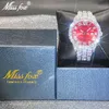 MissFox Men Klockor Top Märke Design Luxury Sport Iced Out AAA Diamond Bling Watch Full Rostfritt Stål Vattentät Klocka Smycken