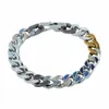 Novo estilo masculino prata envelhecida cor dourada hardware gravado v iniciais esmaltado cristal elos de corrente remendos colar pulseira conjuntos mp254e
