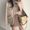 Vestes Femme Veste Coréenne Élégante Manteau En Laine Simple Avec Boutons Mode Urbain