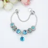 Fashion Style Charm Bracelet Blue Cat Eye Stone Women European Charm Beads Ocean Drops Dangle Fits Charm Bracelets Necklace DIY Jewelry1755779