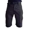 S-5XL Men's Classic Outdoor Waterproof Hiking Fishing Shorts Military Multi-pocket Tactical Cargo No Belt 210716