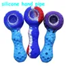 Factory Price Colored Silicone Hand Pipe Tobacco Smoking Pipes with glass bowl Herb Cigarette Filter Holder for oil rig