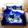 Wolf Cute Animal Bedding Set Dog Cat Printing Kids Adult Lovely Gift Luxury Duvet Cover Sets Comforter Bed Linen Queen King Size