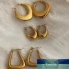 Vintage-Goldschmuck, anlaufgeschützt, 316L-Edelstahl, 18 Karat vergoldet, kräftiges geometrisches Trapez-Oval-Quadrat-Design, Creolen-Ohrring, Fabrikpreis, Expertendesign, Qualität