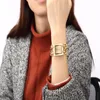 Montres-bracelets 2021 femmes montre de luxe poignet analogique Quartz montres en acier inoxydable mode strass Bracelet Double chaînes cadeaux