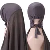 Hijab in chiffon pesante color bolla Solider con corda elastica per cuffia Usa stile Scialli musulmani gratuiti Sciarpa lunga tinta unita